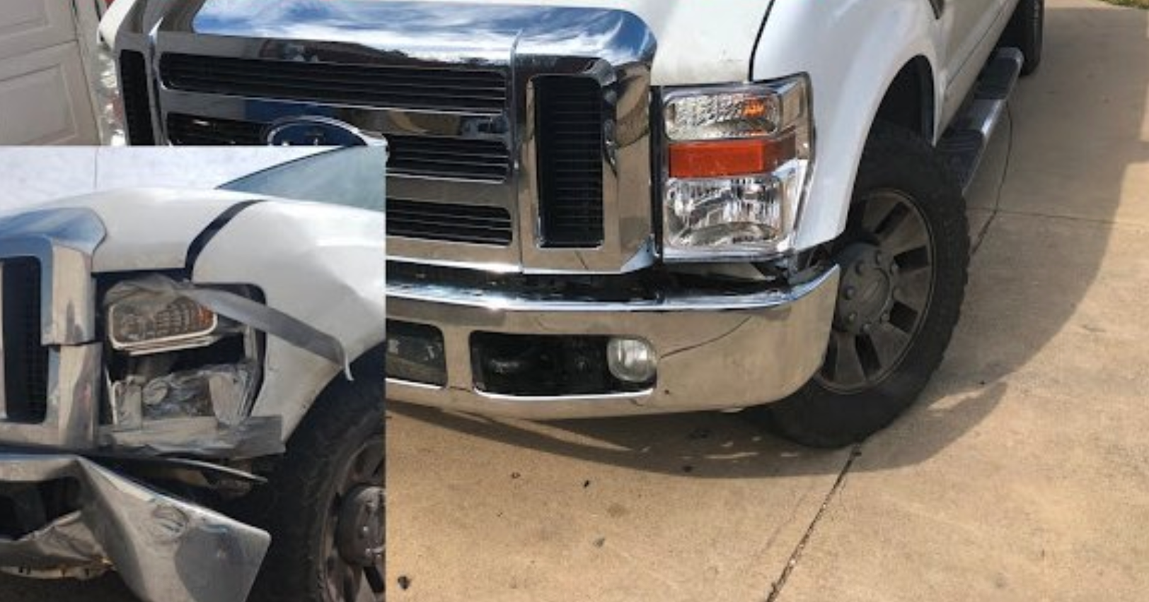 White truck professional repair work in progress